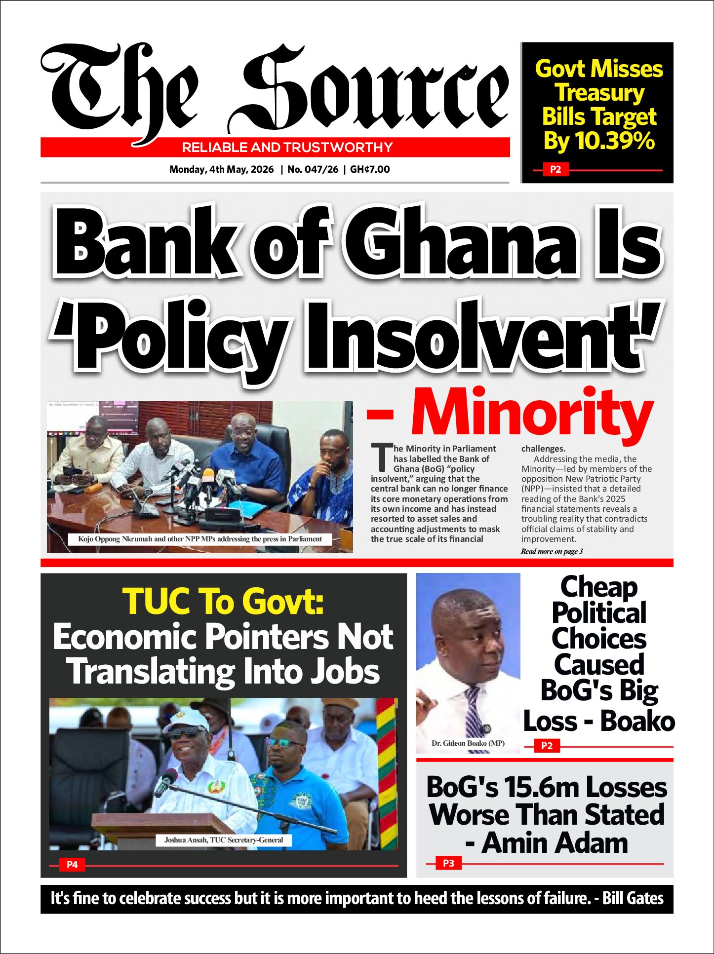 Here are today’s newspaper headlines, Monday, May 4, 2026